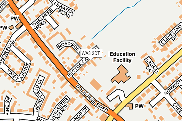 WA3 2DT map - OS OpenMap – Local (Ordnance Survey)
