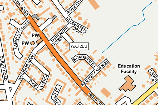 WA3 2DU map - OS OpenMap – Local (Ordnance Survey)