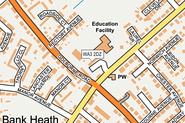WA3 2DZ map - OS OpenMap – Local (Ordnance Survey)