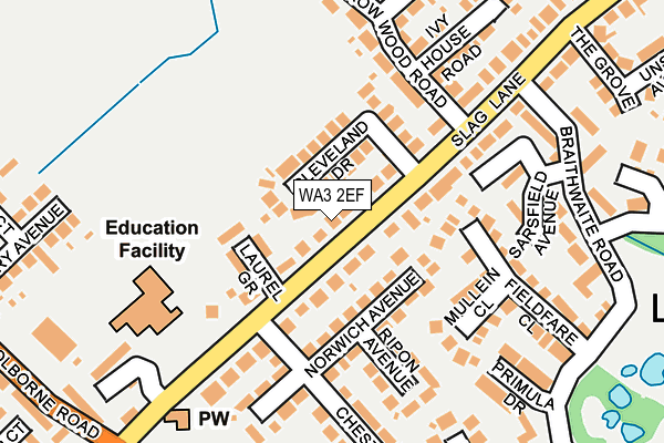WA3 2EF map - OS OpenMap – Local (Ordnance Survey)
