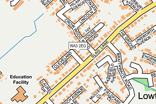 WA3 2EG map - OS OpenMap – Local (Ordnance Survey)