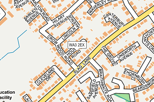 WA3 2EX map - OS OpenMap – Local (Ordnance Survey)