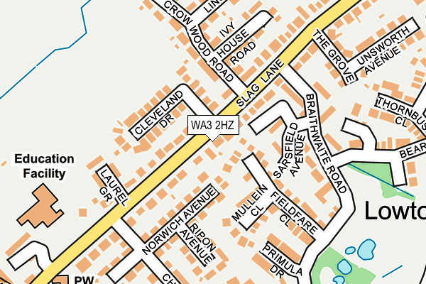 WA3 2HZ map - OS OpenMap – Local (Ordnance Survey)