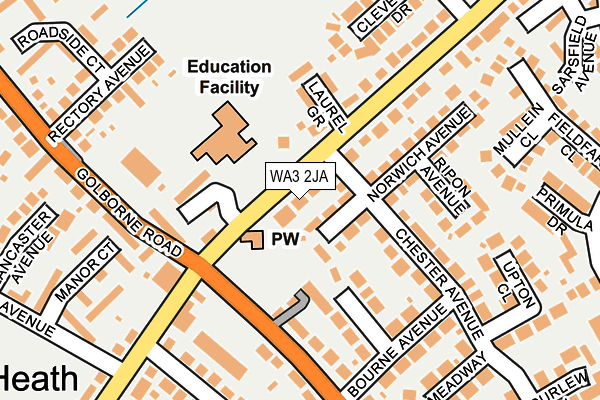 WA3 2JA map - OS OpenMap – Local (Ordnance Survey)