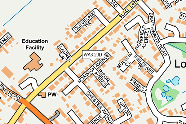 WA3 2JD map - OS OpenMap – Local (Ordnance Survey)