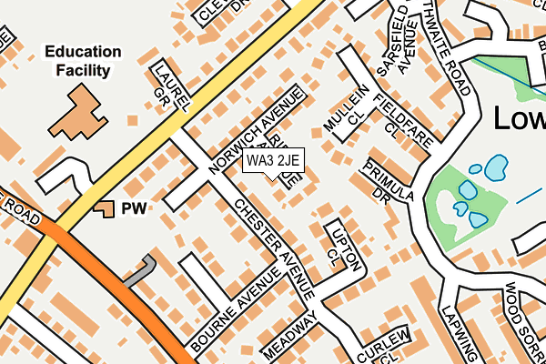 WA3 2JE map - OS OpenMap – Local (Ordnance Survey)