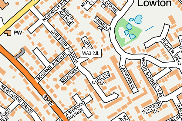 WA3 2JL map - OS OpenMap – Local (Ordnance Survey)