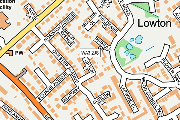 WA3 2JS map - OS OpenMap – Local (Ordnance Survey)