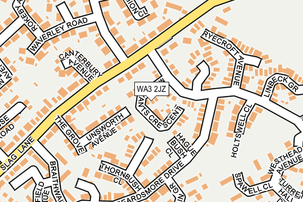 WA3 2JZ map - OS OpenMap – Local (Ordnance Survey)