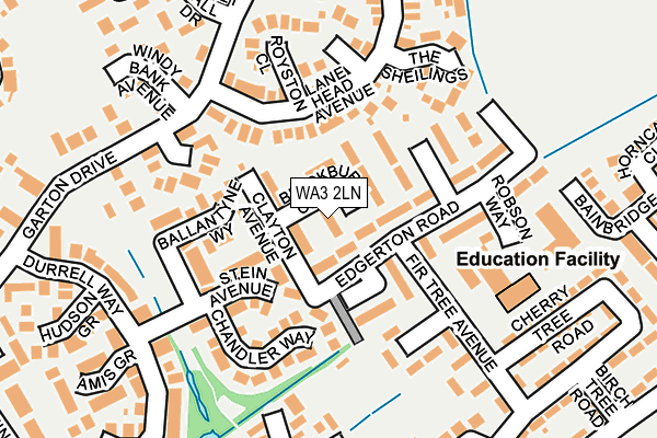 WA3 2LN map - OS OpenMap – Local (Ordnance Survey)