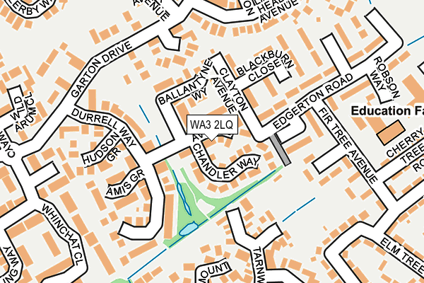 WA3 2LQ map - OS OpenMap – Local (Ordnance Survey)