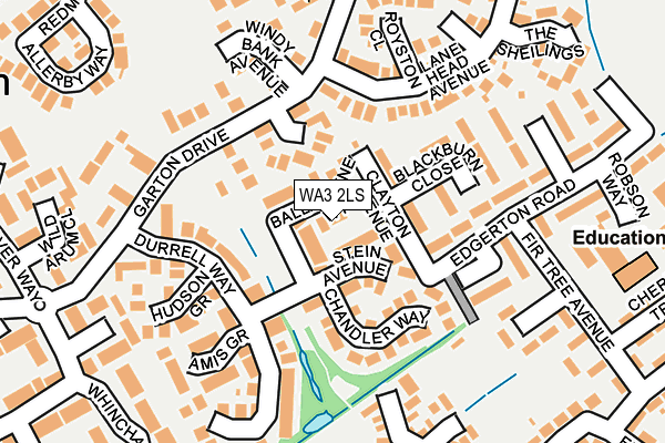 WA3 2LS map - OS OpenMap – Local (Ordnance Survey)