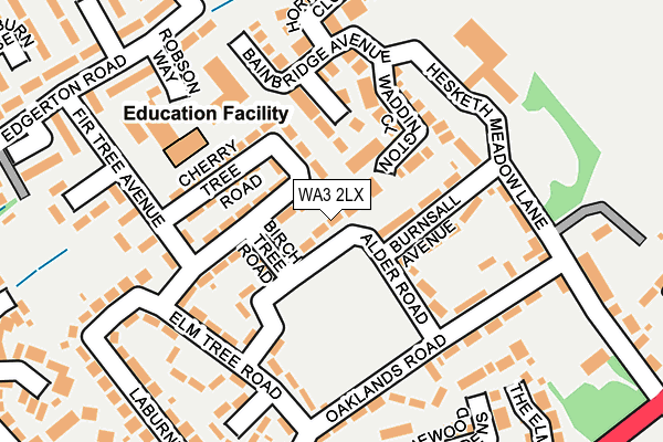 WA3 2LX map - OS OpenMap – Local (Ordnance Survey)