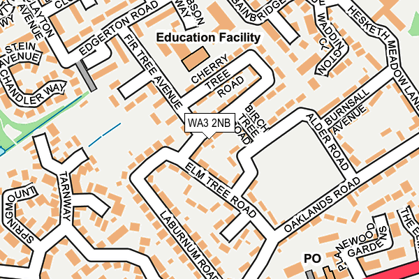 WA3 2NB map - OS OpenMap – Local (Ordnance Survey)