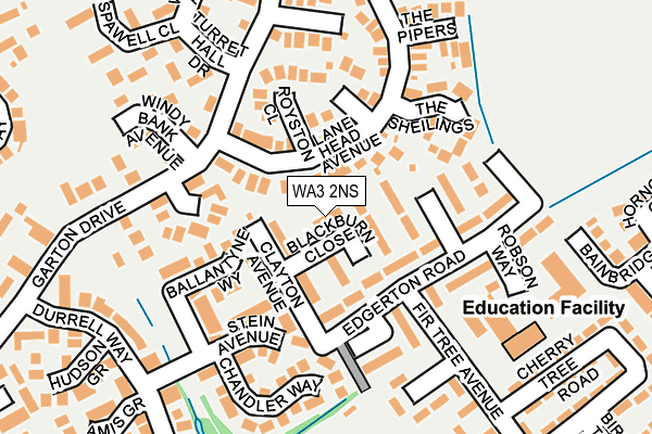 WA3 2NS map - OS OpenMap – Local (Ordnance Survey)