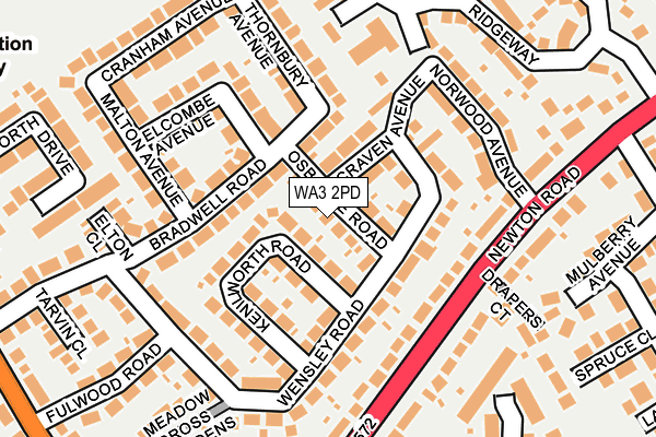 WA3 2PD map - OS OpenMap – Local (Ordnance Survey)
