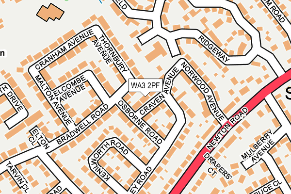 WA3 2PF map - OS OpenMap – Local (Ordnance Survey)