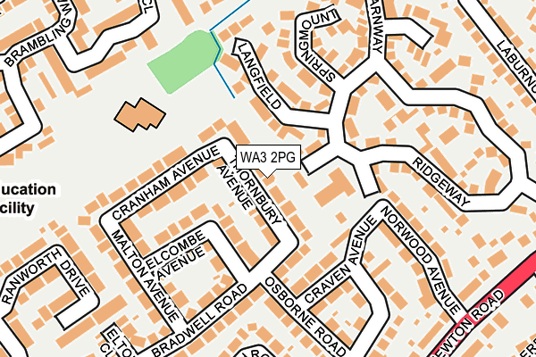 WA3 2PG map - OS OpenMap – Local (Ordnance Survey)