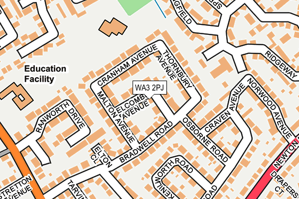 WA3 2PJ map - OS OpenMap – Local (Ordnance Survey)