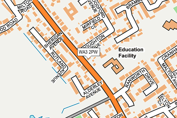 WA3 2PW map - OS OpenMap – Local (Ordnance Survey)