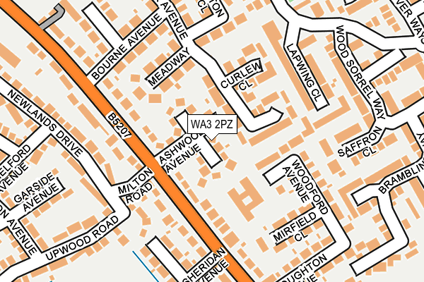 WA3 2PZ map - OS OpenMap – Local (Ordnance Survey)
