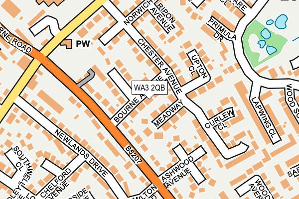 WA3 2QB map - OS OpenMap – Local (Ordnance Survey)