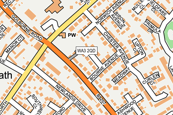 WA3 2QD map - OS OpenMap – Local (Ordnance Survey)