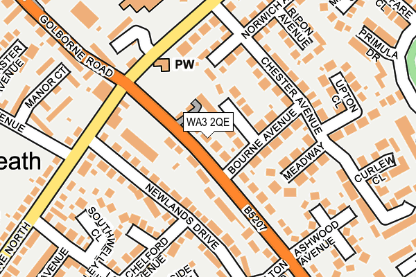 WA3 2QE map - OS OpenMap – Local (Ordnance Survey)
