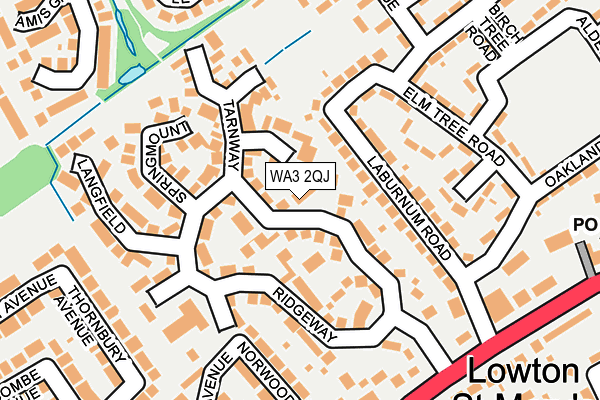 WA3 2QJ map - OS OpenMap – Local (Ordnance Survey)