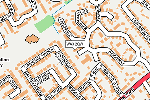 WA3 2QW map - OS OpenMap – Local (Ordnance Survey)