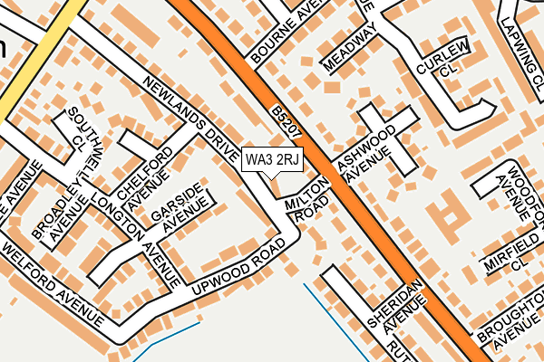 WA3 2RJ map - OS OpenMap – Local (Ordnance Survey)