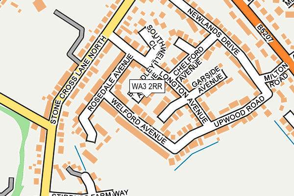 WA3 2RR map - OS OpenMap – Local (Ordnance Survey)