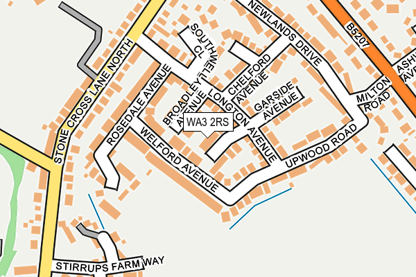 WA3 2RS map - OS OpenMap – Local (Ordnance Survey)