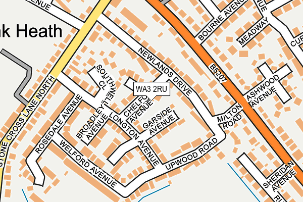 WA3 2RU map - OS OpenMap – Local (Ordnance Survey)