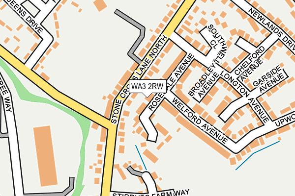 WA3 2RW map - OS OpenMap – Local (Ordnance Survey)