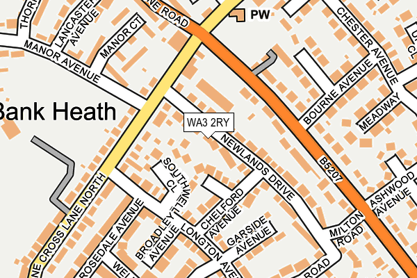 WA3 2RY map - OS OpenMap – Local (Ordnance Survey)