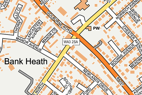 WA3 2SA map - OS OpenMap – Local (Ordnance Survey)