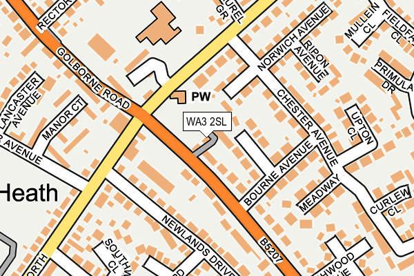 WA3 2SL map - OS OpenMap – Local (Ordnance Survey)