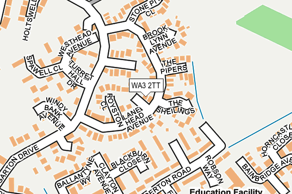 WA3 2TT map - OS OpenMap – Local (Ordnance Survey)