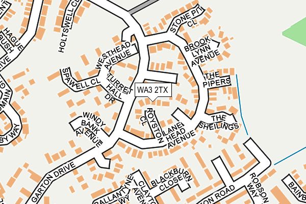 WA3 2TX map - OS OpenMap – Local (Ordnance Survey)