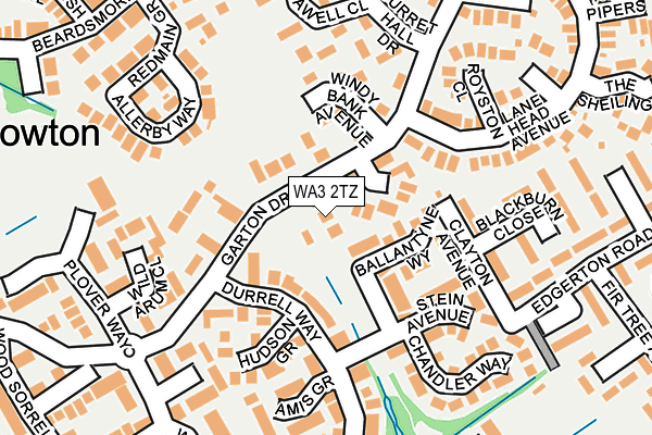 WA3 2TZ map - OS OpenMap – Local (Ordnance Survey)