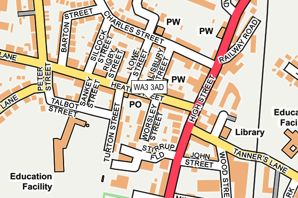 WA3 3AD map - OS OpenMap – Local (Ordnance Survey)