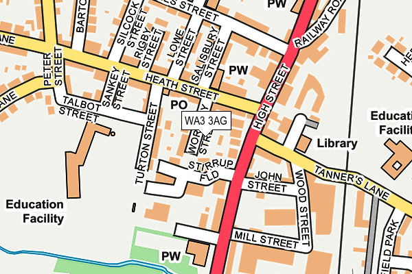 WA3 3AG map - OS OpenMap – Local (Ordnance Survey)
