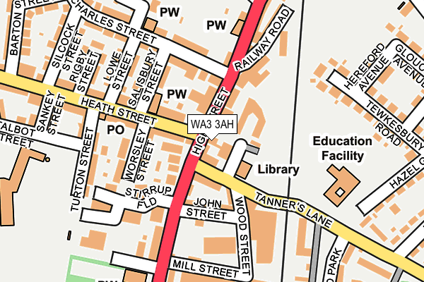 WA3 3AH map - OS OpenMap – Local (Ordnance Survey)