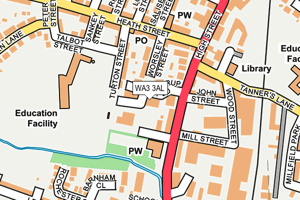 WA3 3AL map - OS OpenMap – Local (Ordnance Survey)