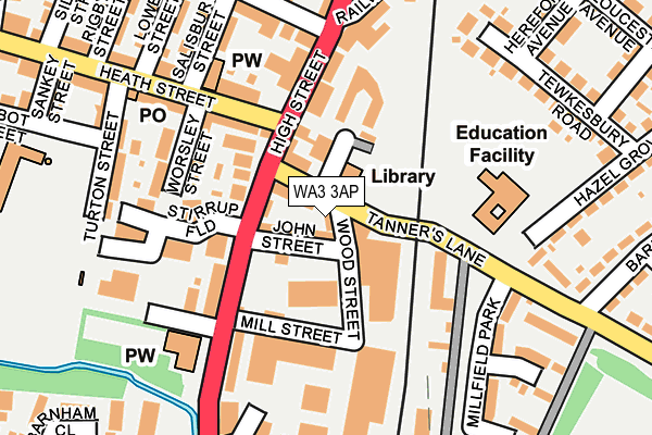 WA3 3AP map - OS OpenMap – Local (Ordnance Survey)