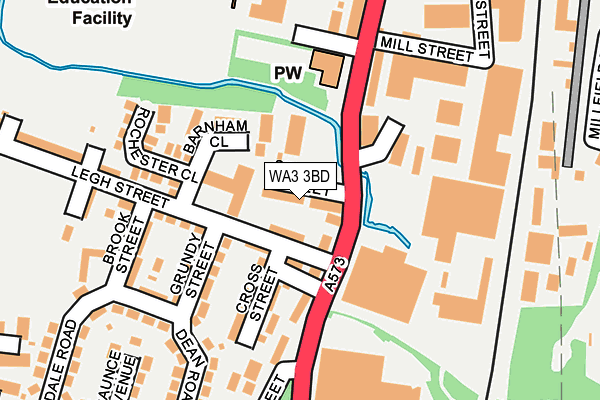 WA3 3BD map - OS OpenMap – Local (Ordnance Survey)