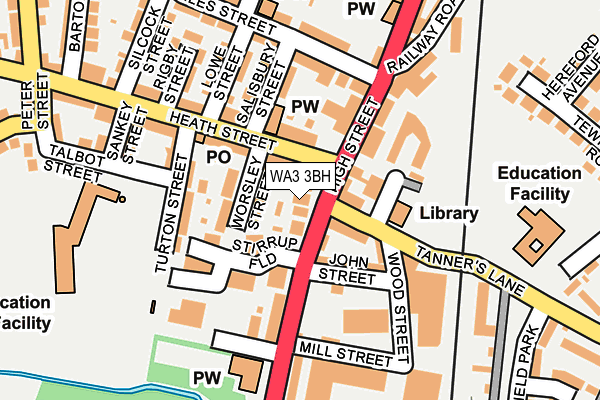 WA3 3BH map - OS OpenMap – Local (Ordnance Survey)