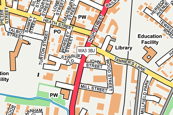 WA3 3BJ map - OS OpenMap – Local (Ordnance Survey)