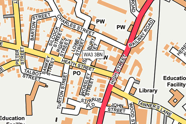 WA3 3BN map - OS OpenMap – Local (Ordnance Survey)